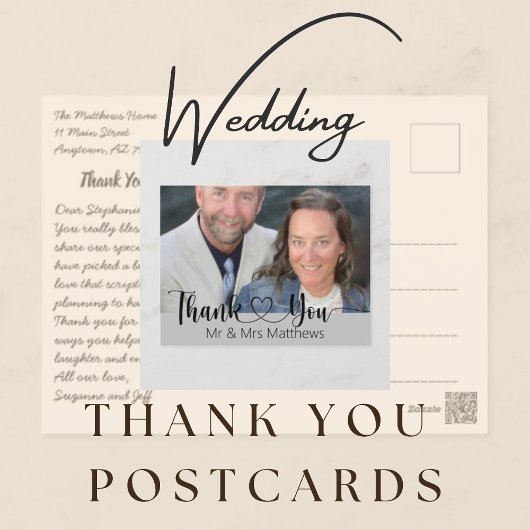 Rücksendeadresse Script Wedding Foto Vielen Dank Postkarte