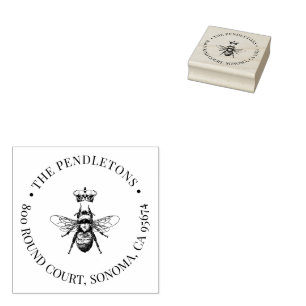 Rücksendeadresse-Selbst-Name der Königin Bee Crown Gummistempel