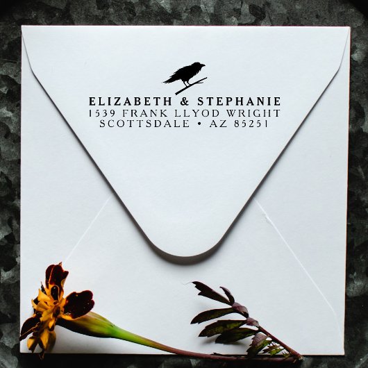 Rücksendeadresse Vintag Gothic Wedding Crow Custom Permastempel