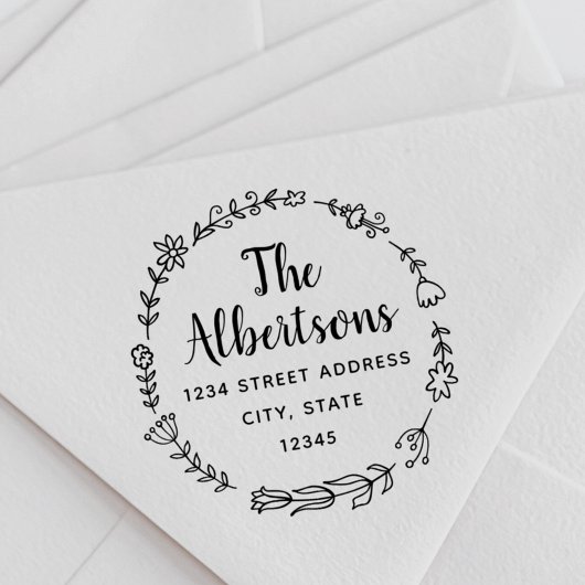 Rücksendeadresse von Blumenkranken Gummistempel