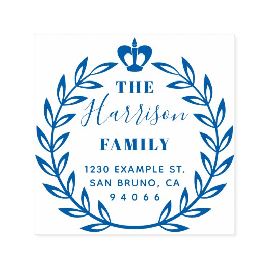 Rücksendeadresse von Blumenkranz und Kronenfamilie Permastempel (Design)