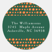 Rücksendeadresse von Christmas Red Green Boho Blum Runder Aufkleber (Vorderseite)