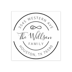 Rücksendeadresse von Familiennamen rund, unendlich Gummistempel