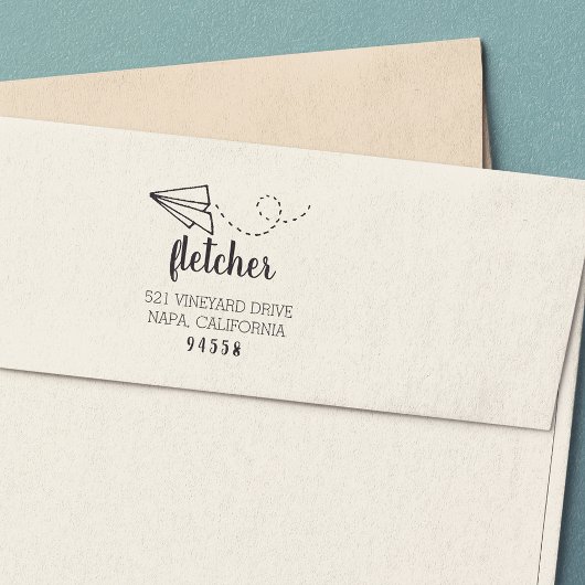 Rücksendeadresse von Flugzeug Permastempel