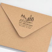 Rücksendeadresse von Gebirgen, Bäumen und Seenamen Permastempel