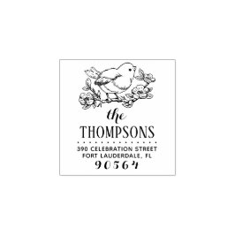 Rücksendeadresse von Hand gezeichnet Vögeln und Zw Gummistempel