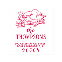 Rücksendeadresse von Hand gezeichnet Vögeln und Zw Permastempel