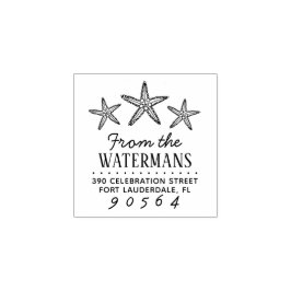 Rücksendeadresse von handgezeichnet Starfish-Famil Gummistempel