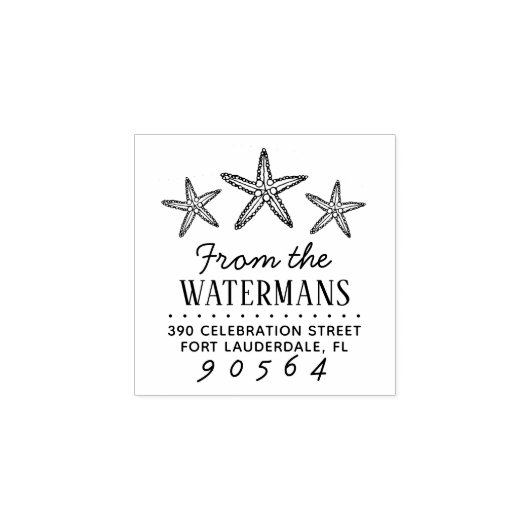 Rücksendeadresse von handgezeichnet Starfish-Famil Gummistempel (Prägung)