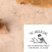 Rücksendeadresse von handgezeichnet Vogelkurven Permastempel