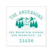 Rücksendeadresse von handgezogenen Bergen und Pini Permastempel (Design)