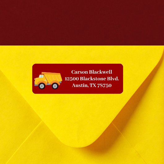 Rücksendeadresse von Kids Dump Truck Red Boys