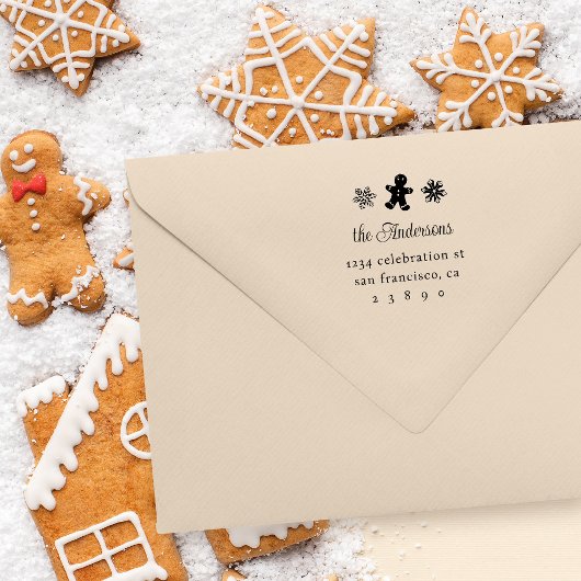 Rücksendeadresse von Lebkuchen und Schneeflocken Gummistempel