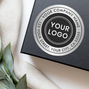Rücksendeadresse von Logos in Graustufen Runder Aufkleber