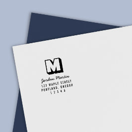 Rücksendeadresse von Monogramm und Skriptnamen Permastempel