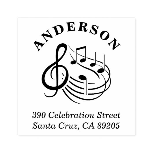 Rücksendeadresse von Musikanmerkungen rund um Fami Gummistempel (Prägung)