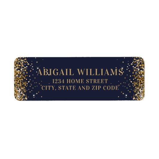 Rücksendeadresse von Navy Blue und Gold Glitzer (Vorne)