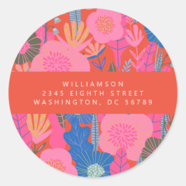 Rücksendeadresse von Red Boho Runder Aufkleber