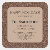 Rücksendeadresse von Steampunk-Braun und Weißgeere Quadratischer Aufkleber (Vorderseite)