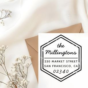 Rücksendeadresse von Vintagen Hexagonalen Briefmar Permastempel