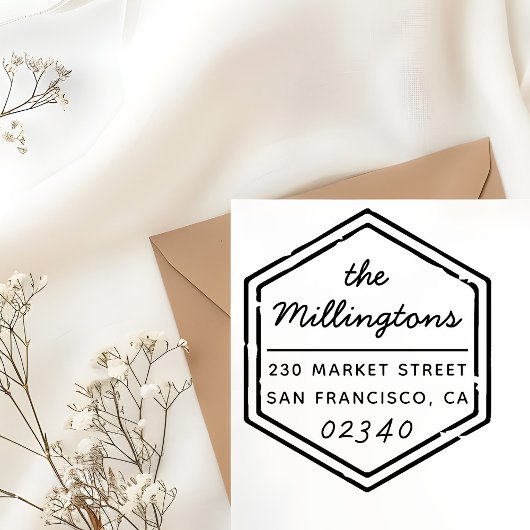 Rücksendeadresse von Vintagen Hexagonalen Briefmar Permastempel