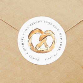 Rücksendeadresse von weichem Pretzel Runder Aufkleber