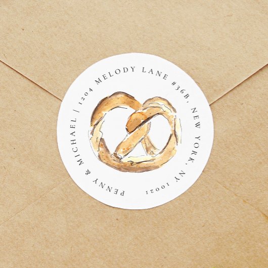 Rücksendeadresse von weichem Pretzel Runder Aufkleber