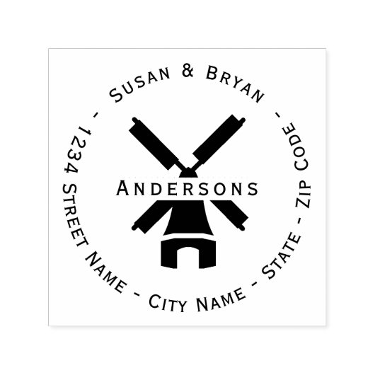 Rücksendeadresse von Windmühlen Selbstfarbige Brie Permastempel (Design)