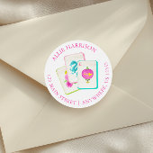 Rücksendeadresse Watercolor Bright Mahjong Tiles Runder Aufkleber