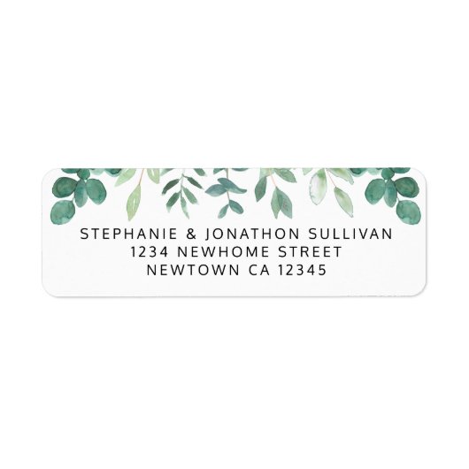 Rücksendeadresse "Watercolor Greenery" (Vorne)