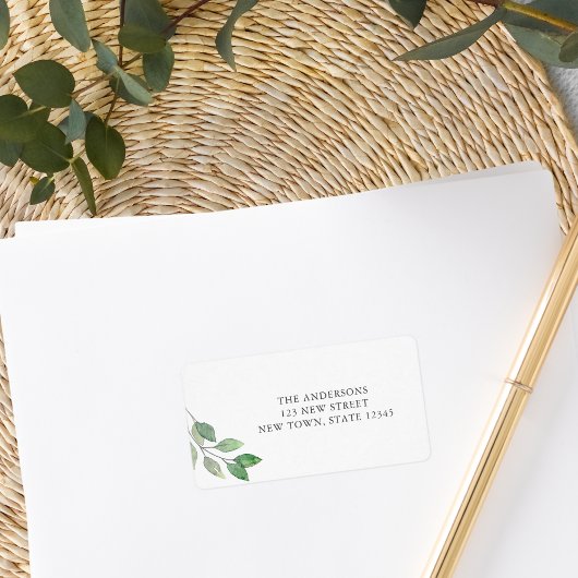 Rücksendeadresse "Watercolor Greenery" Adressaufkleber