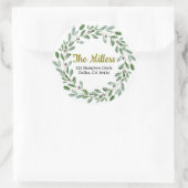 Rücksendeadresse "Watercolor Greenery" Runder Aufkleber (Tasche)