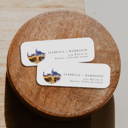 Rücksendeadresse Watercolor Nashville Skyline