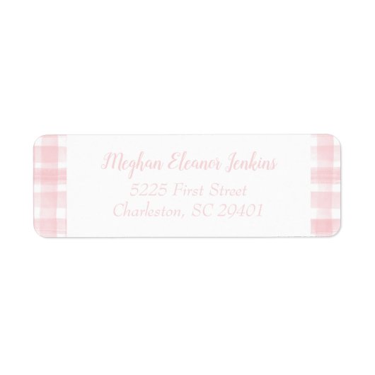 Rücksendeadresse Watercolor Pink Gingham (Vorne)