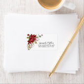 Rücksendeadresse Watercolor Red Poinsettia Holly Adressaufkleber (Insitu)
