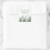 Rücksendeadresse Watercolor Woodland Pine Trees Quadratischer Aufkleber (Tasche)