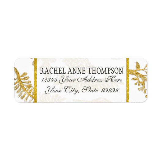 Rücksendeadresse Wedding Modern Gold Glitzer Leaf (Vorne)