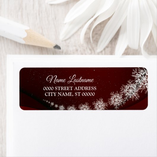 Rücksendeadresse Weihnachten Schneeflocken Rot Rus (Insitu)