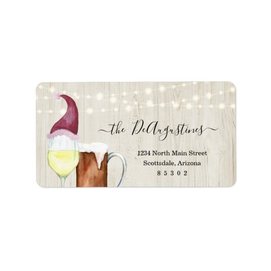 Rücksendeadresse Wein und Bier & Holiday Cheer Adressaufkleber (Vorne)