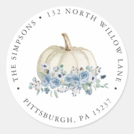 Rücksendeadresse White and Blue Pumpkin Runder Aufkleber