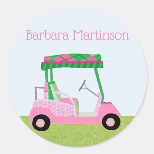Rücksendeadresse zum Thema Golf Lady Runder Aufkleber (Vorderseite)