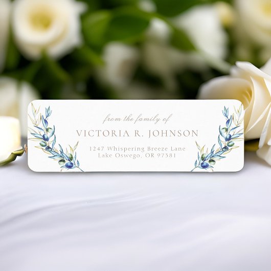 Rücksendeadresse zur Beerdigung von Olive Branch F