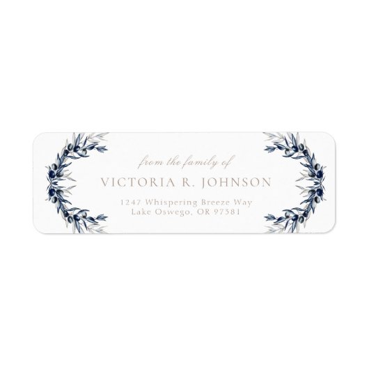 Rücksendeadresse zur Beerdigung von Olive Branch F (Vorne)