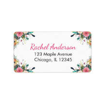 Rücksendeadressen-Aufkleber, Aquarellfarben, Blume