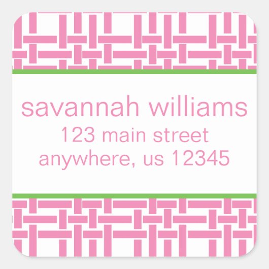 Rücksendeadressen-Aufkleber aus Bambus und Grosgra Quadratischer Aufkleber (Vorderseite)