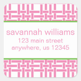 Rücksendeadressen-Aufkleber aus Bambus und Grosgra Quadratischer Aufkleber