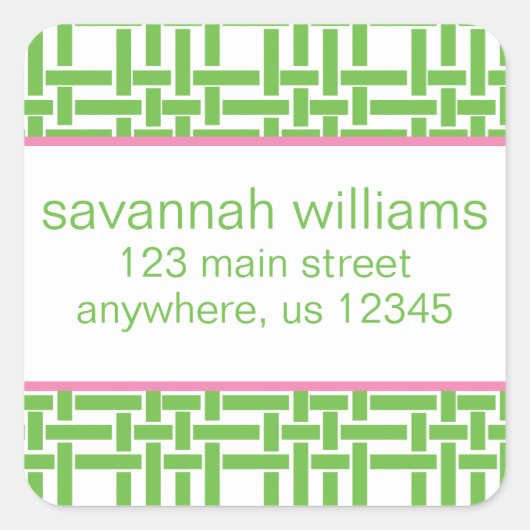 Rücksendeadressen-Aufkleber aus Bambus und Grosgra Quadratischer Aufkleber (Vorderseite)