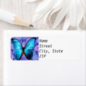 Rücksendeadressen-Aufkleber - Blue Morpho auf Hydr (Insitu)