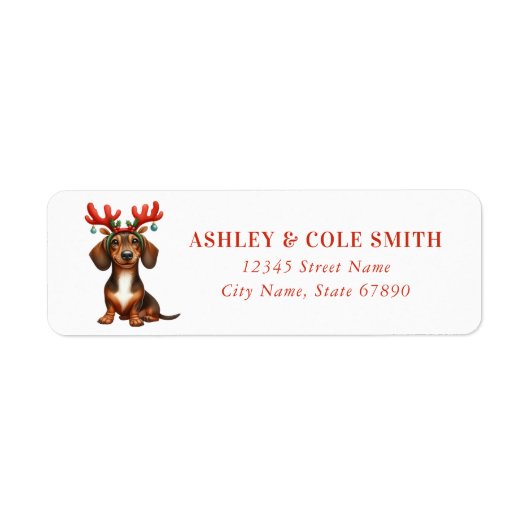 Rücksendeadressen-Aufkleber der WeihnachtsDackel (Vorne)