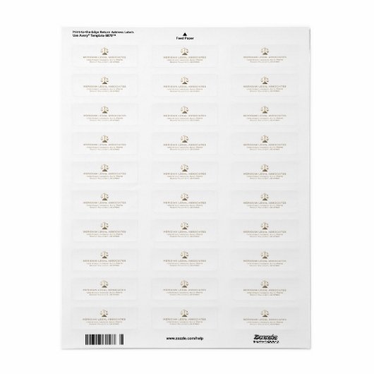 Rücksendeadressen-Aufkleber mit Goldjustizskala (Vorne)